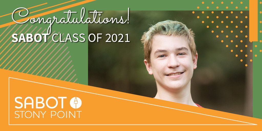 Congratulations to the Sabot #Classof2021! After being at Sabot since 3rd Grade, Carter is off to Trinity next year. His advice to next year's 8th Graders is to "Try your best, even when you want to give up."
