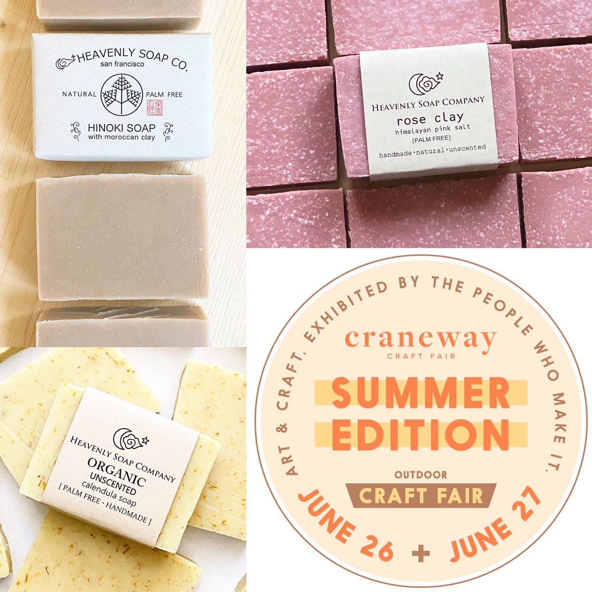 I join @CranewayCrafts Fair on June 26 & 27 11am-5pm heavenlysoapcompany.com San Francisco #craftfair #craftevent #EVENT #bauareaevent #bayarea #sfevent #craft #sanfranciscoevent #SanFrancisco #handmadesoap #doap #soaps #naturalsoap #naturalskincare #handmade #skin #石鹸 #石けん