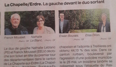 À retrouver dans votre édition <a href="/OuestFrance44/">Ouest-France 44</a>  d'aujourd'hui: "La Chapelle-sur-Erdre. La gauche devant le duo sortant" 👇