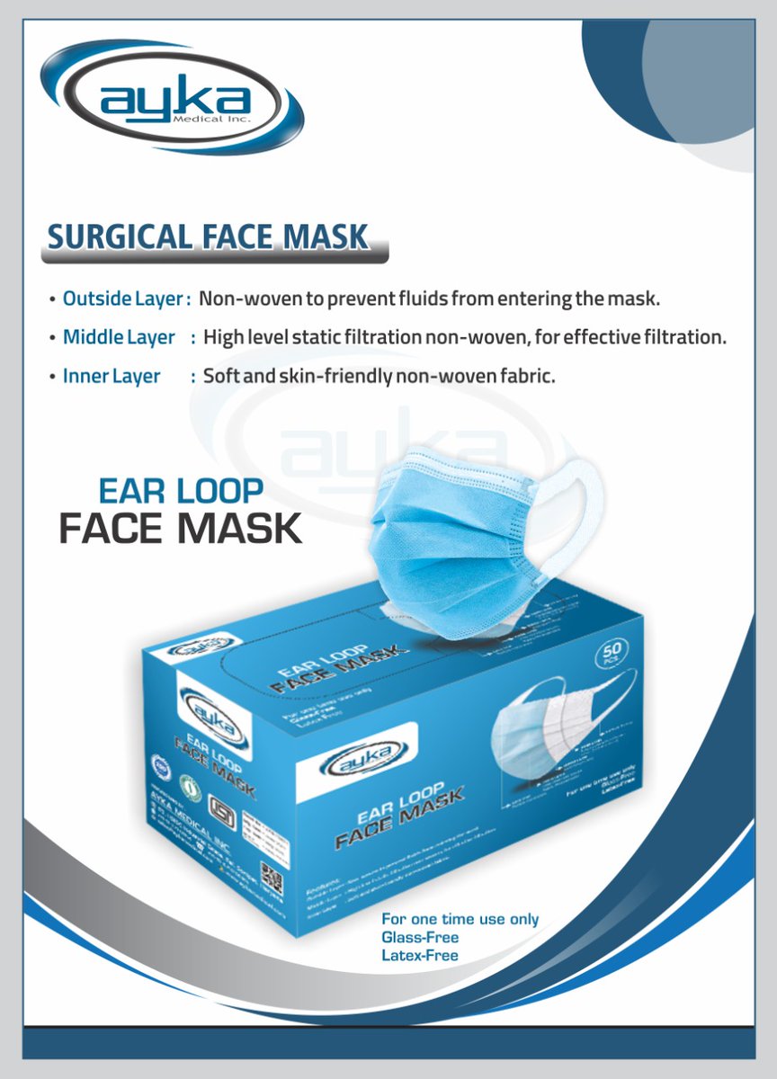AykaMedicalInc's tweet image. Surgical Face Mask With Glass Free &amp;amp; Latex Free - Made in India
We are the leading manufacturer and supplier of Ear Loop Face Mask and our product is made of good quality.
#SurgicalFaceMask #EarLoopFaceMask #AykaMedical