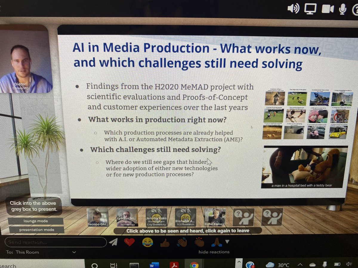 lyndonjbnixon's tweet photo. Time for @Limecraft CTO Dieter van Rijsselbergen to reveal #AI in #mediaproduction what works now and which challenges remain? At #datatv workshop @ACMIMX https://t.co/CEUlDPoti9