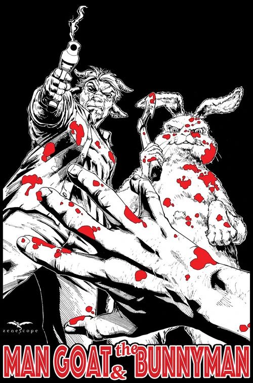 Zenescope's tweet photo. Our Limited Edition Man Goat &amp; the Bunnyman Tee ($29.99) on Pre-Sale for just two weeks (XS-2XL)

Purchase Link: https://t.co/cR22ynNMdt

And don’t miss out on Issue #3, dropping next Wednesday (6.30.21).

#mangoat #bunnyman #preorder #comics #comicbooks #zenescope https://t.co/j4XYmjrYM9