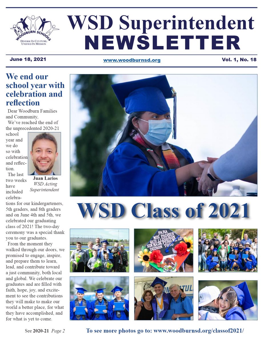 WSD Superintendent Newsletter  June 18, 2021 - Volume 1,  Issue 18 issuu.com/woodburnsd/doc… via <a href="/issuu/">Issuu</a>