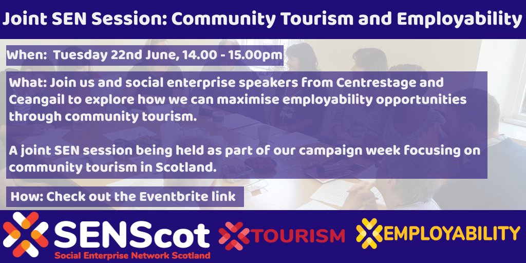 SENScot's tweet photo. There are still some spaces left for anyone wishing to join out employability and tourism chat. See link to sign up https://t.co/Nh6hD094Vr #SocEnt #CommunityTourism #Scotland #VisitScotland #TourismScotland #ScotlandisNow #AWindowOnScotland #nooneleftbehind #YPG #personcentred https://t.co/WyzcKGmz3E