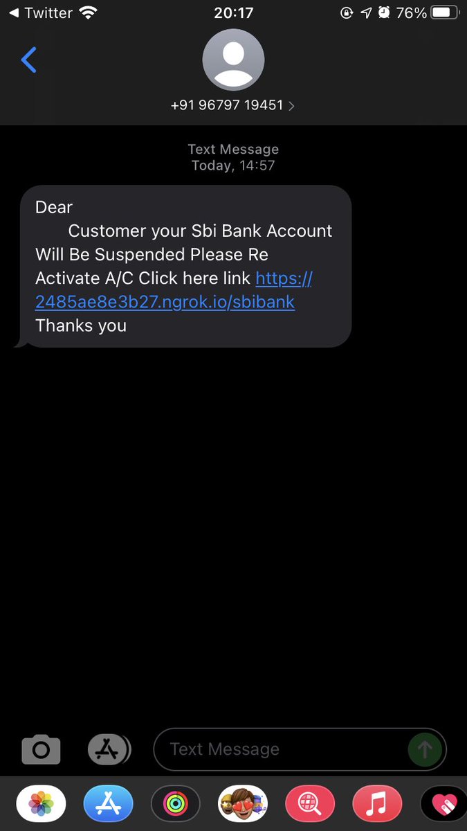 anandarajm89's tweet image. This is definitely not from @TheOfficialSBI #bewareOnlineScam. These days I get this kind of messages very often.