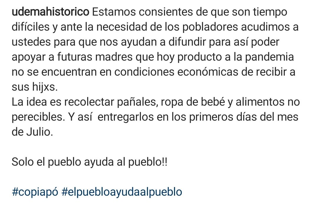 ¡Todxs a sumarse a esta campaña solidaria!

IG:
instagram.com/p/CQYjuFWsczu/…

#soloelpuebloayudaalpueblo 
#udemahistorico