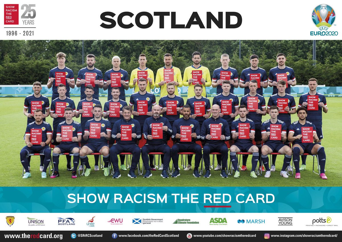 CWUnews's tweet photo. We are delighted to support @SRTRC_England and have our logo on the team posters for England, Scotland and Wales. 

Our work with Show Racism the Red Card has been key in our strategy to engage CWU members in opposition to all forms of racism. https://t.co/Prxw0kRcSi