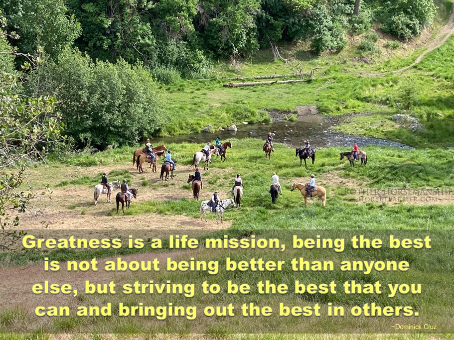 Greatness is a life mission, being the best is not about being better than anyone else, but striving to be the best that you can and bringing out the best in others. ~Dominick Cruz
#MotivationalMonday #Greatness #HelpOthers #HorseTeacher https://t.co/bpsPI29ugu