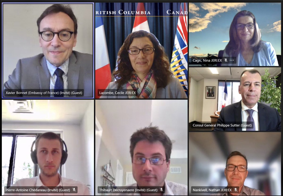 philippesutter4's tweet image. Happy to connect 🇫🇷 from Ottawa and Vancouver with our colleagues from the ministries of the @BCGovNews to strengthen our understanding and our cooperation. 

#CleanBC #RestartBC #InBC will help us to achieve our common goals, a sustainable recovery #ParisAgreement #GreenNewDeal