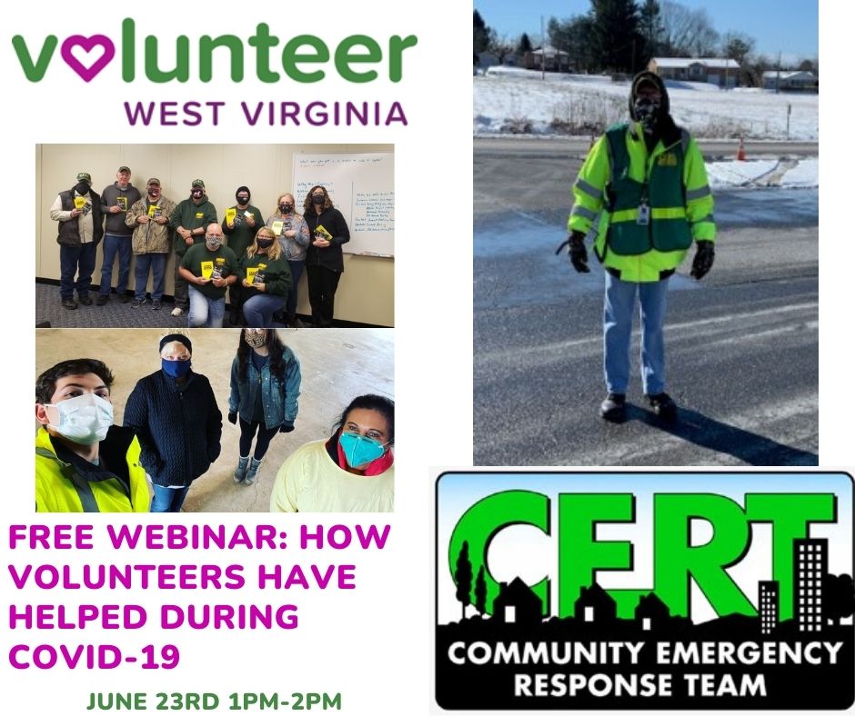 For those of you who are interest in #volunteering during an emergency, check out this #webinar. Learn how CERT volunteers have helped West Virginia communities during #COVID19. Click this link to register: conta.cc/3gD0lWW