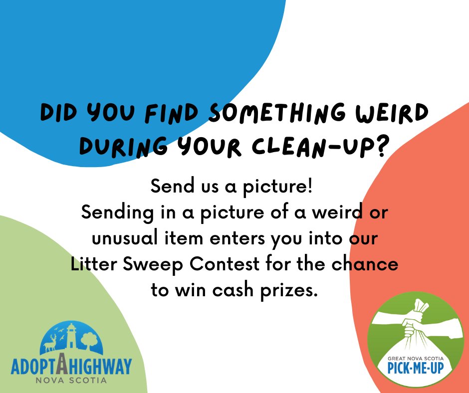 nspickmeup's tweet photo. Did you find something weird on a previous litter clean-up? Don't forget to send us a photo to be entered into our Litter Sweep Contest or keep this mind for when we open again and you register your next clean-up 🌍😊 #EveryLitterBitHelps #LessWasteLessLitter https://t.co/4A85CCZLza