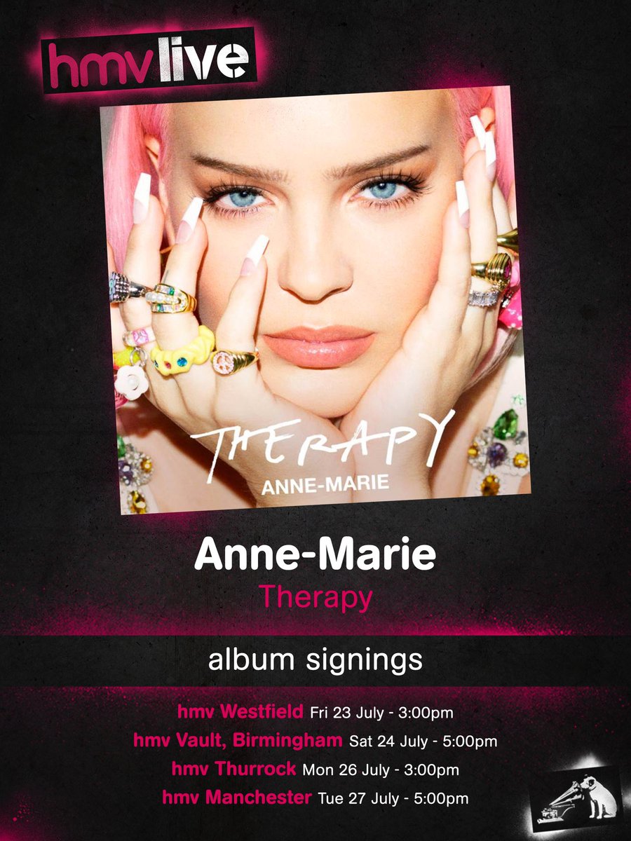 I'm SO excited to announce I'll be visiting @hmvtweets stores next month to sign copies of my new album THERAPY 🌺💗💥🌸😍✨☀️🎉 AHHH I CAN'T WAIT TO SEE YOU ALL!!!!!!! #hmvLive ow.ly/ly1L50FeM9H
