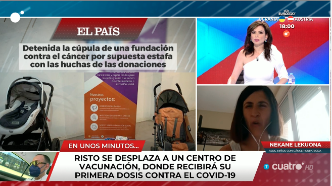 Todo Es Mentira (@todoesmentiratv) on Twitter photo Hablamos con Nekane Lekuona de <a href="/aspanogi/">Aspanogi Elkartea</a> que puso en la pista a la policía para investigar una presunta estafa de una fundación contra el cáncer infantil cuya cúpula ha sido detenida por quedarse con las huchas de las donaciones.
cuatro.com/en-directo/
#TodoEsMentira21J Hablamos con Nekane Lekuona de <a href="/aspanogi/">Aspanogi Elkartea</a> que puso en la pista a la policía para investigar una presunta estafa de una fundación contra el cáncer infantil cuya cúpula ha sido detenida por quedarse con las huchas de las donaciones.
cuatro.com/en-directo/
#TodoEsMentira21J