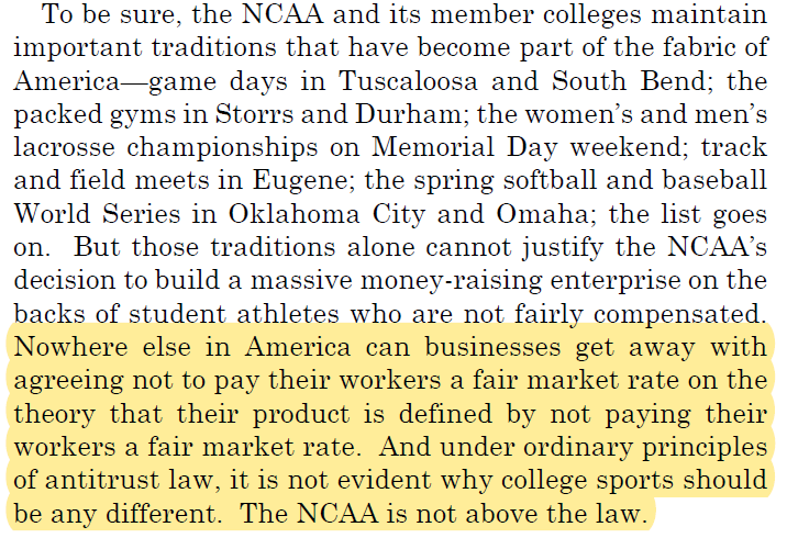 TedTatos's tweet photo. Justice Kavanaugh does to the NCAA the legal equivalent of that Vince Carter dunk over the 7'2 Weis in the Olympics. https://t.co/iiwFIG27Ad