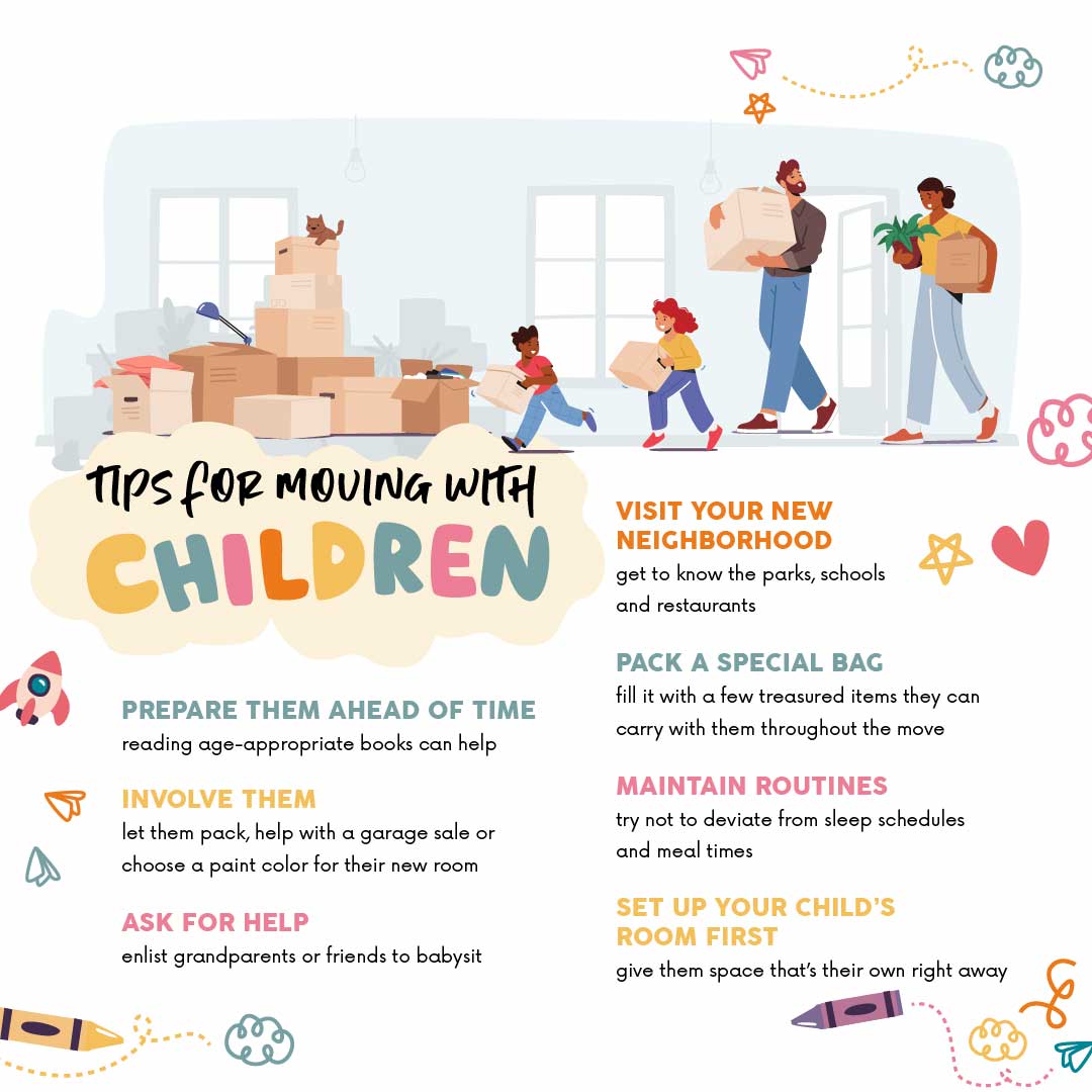 Moving can be stressful for anyone, but it can be especially difficult for children. There are things you can do to ease the stress and anxiety involved, though. Here are a few helpful tips to make the moving process easier on them. #newhome #moving #children