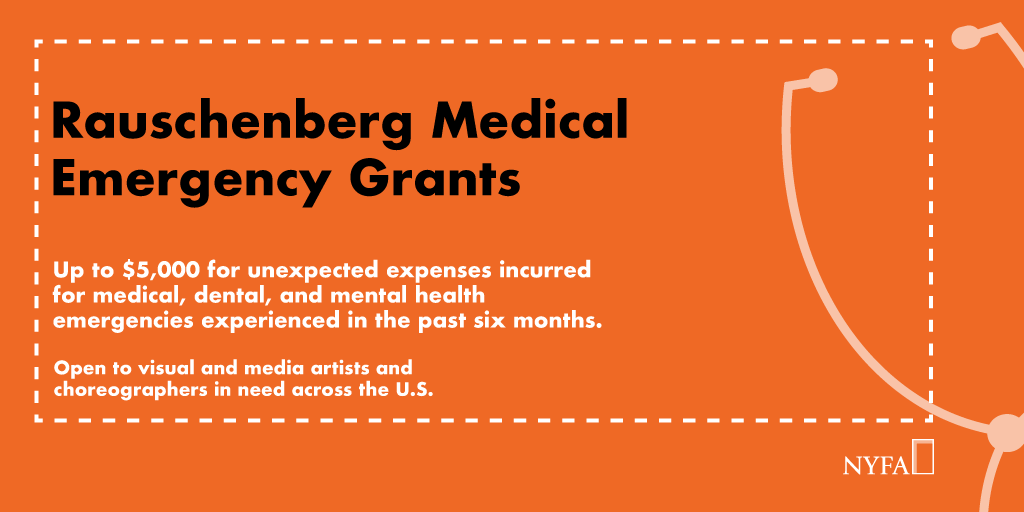 NEFA_Boston's tweet photo. Apply to @nyfacurrent's Rauschenberg Medical Emergency Grants by June 29: https://t.co/q6VLnXekJt https://t.co/LCg11kZ7CW