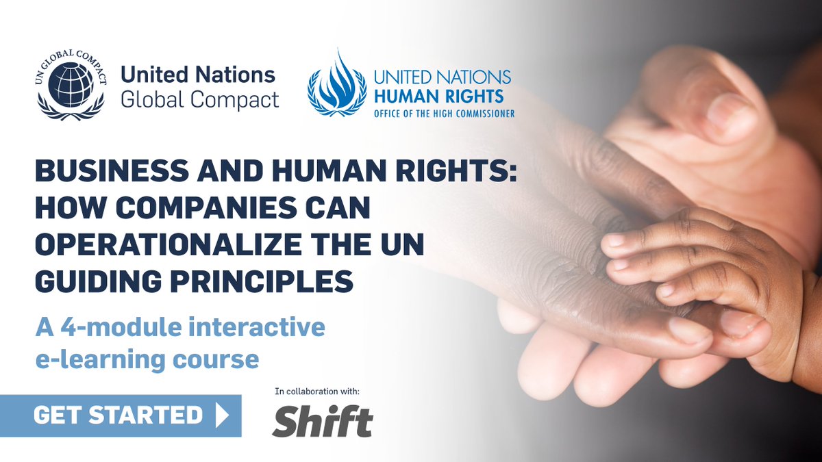 globalcompact's tweet photo. NEW LAUNCH: UN @globalcompact Academy🎓 #bizhumanrights E-learning Course! 

Together with @UNHumanRights and in collaboration with @shiftproject, this course helps businesses understand how to respect and support #humanrights: https://t.co/Nhe6SgrhDf #UNGPs10plus #LeadersSummit https://t.co/sldLqs60fB