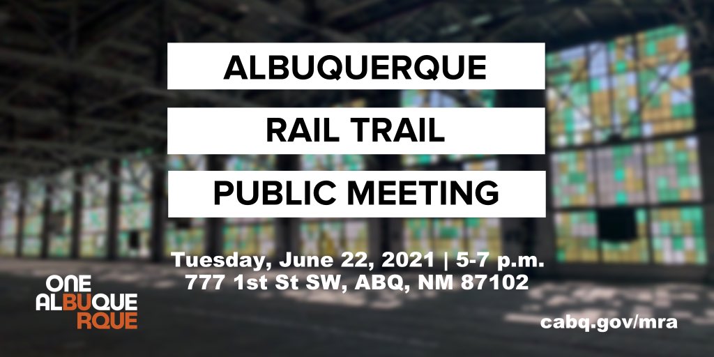 ‼️ The public meeting to review and discuss project goals and preliminary concepts for an exciting multi-modal trail linking Downtown to the Rail Yards is tomorrow, June 22, from 5-7 p.m.

#OneAlbuquerque #SupportLocalABQ