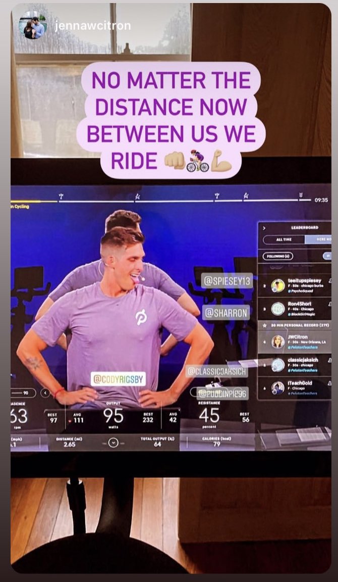 <a href="/onepeloton/">Peloton</a> A friend moved away and we are still finding time to ride as friends!