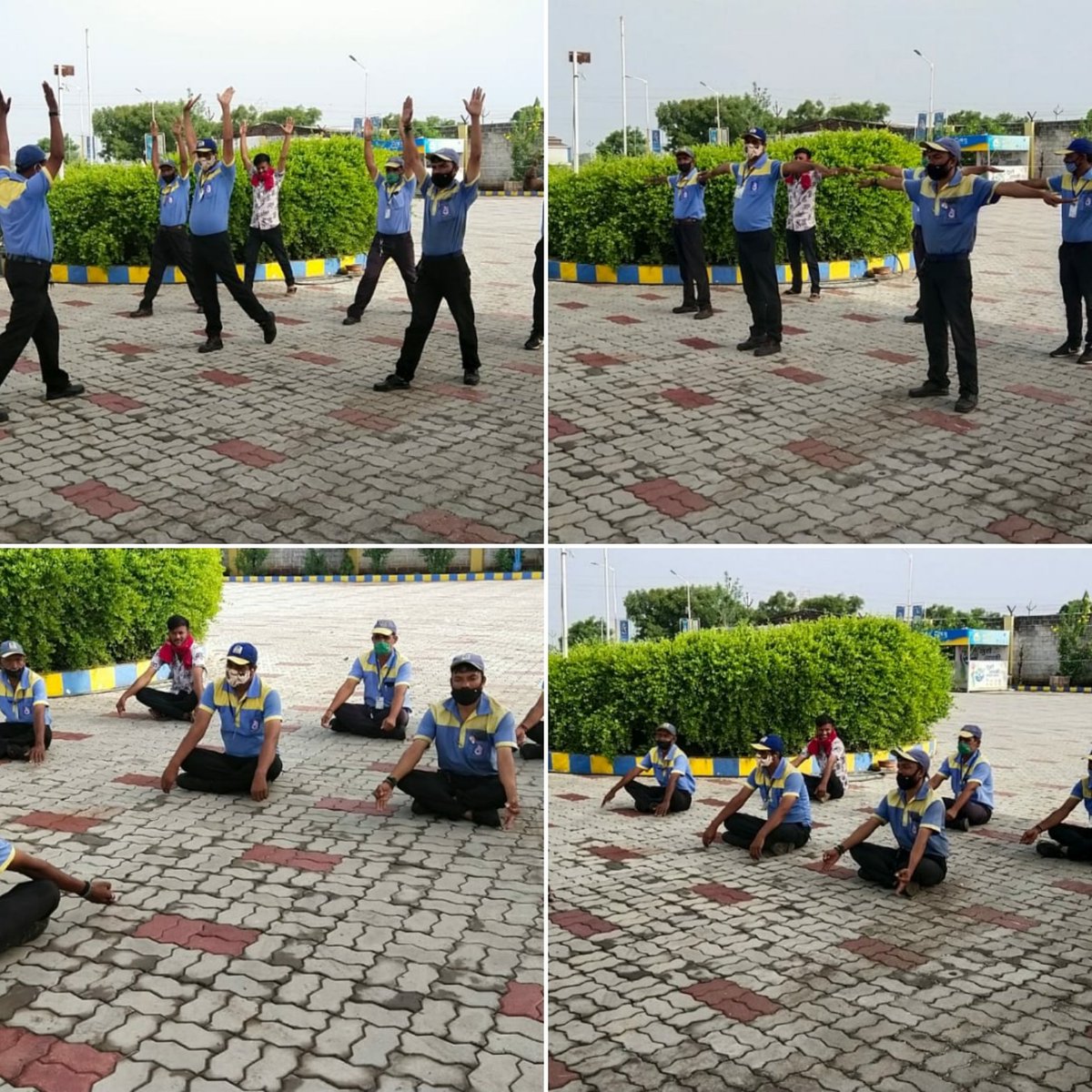 Driveway Sales Men of our Fuel Stations, starts their day with #Yoga today, at forecourt. #InternationalDayOfYoga #YogaForWellness @RajkotBpcl