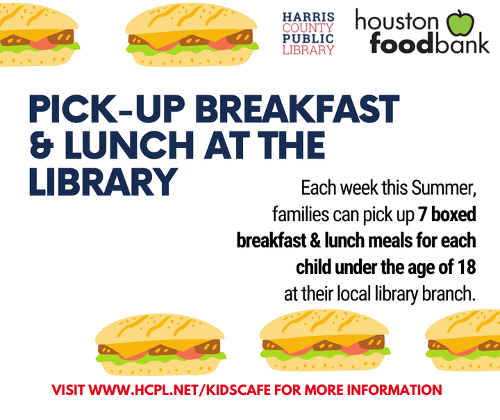 Kids Cafe from <a href="/HoustonFoodBank/">Houston Food Bank</a> is back at HCPL this summer. Pick up a week's worth of healthy lunches and breakfasts for every child in your household. Find out all about it at HCPL.net/kidscafe/