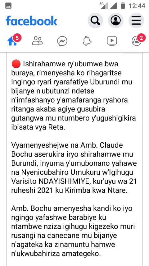 Umugambwe w'Inserukarukamvye #CDP urakeje bimwe bishemeye Reta y' U #Burundi ku butwari, ubwitonzi, n'ubukerebutsi bwayo bwatumye amakungu yose ayigirira icizere kidasanzwe. Turashimiye Ishirahamwe ry'ibihugu vya Bulaya <a href="/UEauBurundi/">UE au Burundi</a> vyakuyeko ibihano U #Burundi. <a href="/NtareHouse/">Ntare Rushatsi House</a>