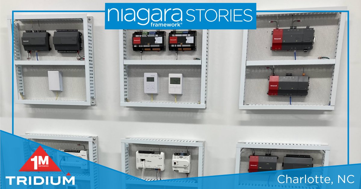 TridiumInc's tweet image. 1 MILLION INSTANCES OF NIAGARA! This panel was part of an install at an office building in Charlotte, NC with a Web Supervisor &amp;amp; JACE-8000&apos;s controlling the lighting &amp;amp; HVAC. Show us your panel! tridium.com/us/en/1m-insta… #1MillionInstancesNiagara #NiagaraFramework