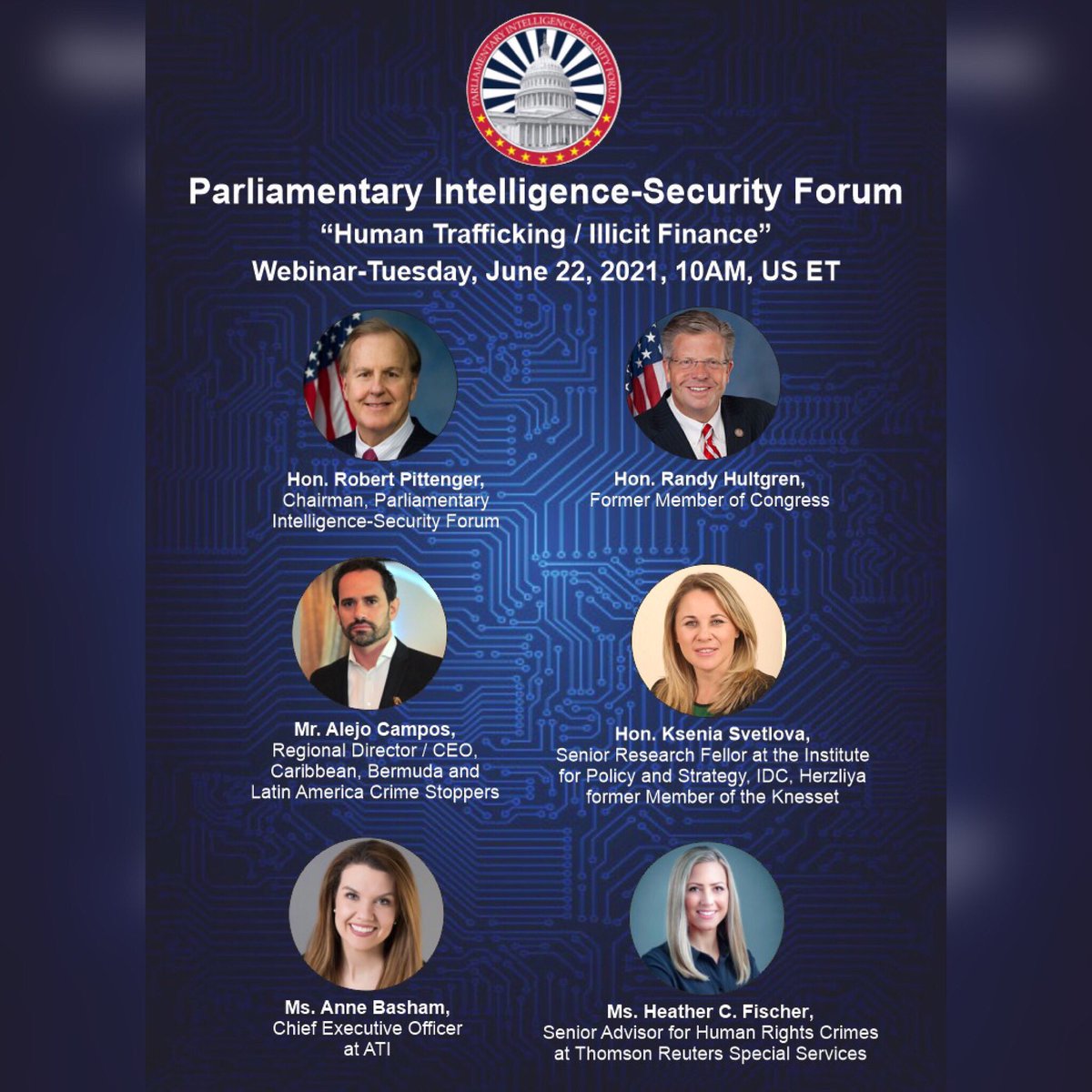 Únase a nosotros para una sesión informativa de alto nivel sobre "Trata de personas / Financiamiento ilícito", este martes 22 de junio de 2021, 10:00 am con la participación del Director Regional de Crime Stoppers Alejo Campos.