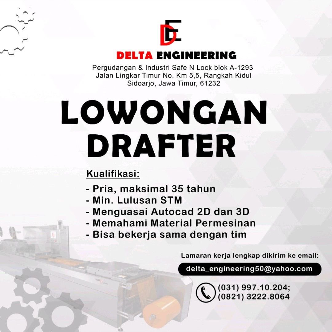 Pamungkas Adiputra On Twitter Lokerpam Delta Engineering Drafter Sidoarjo Https T Co Jx613yojyz Twitter