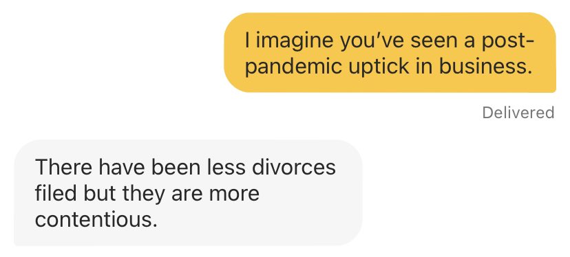 Don’t say it…
Don’t say it…
Don’t say it…

“FEWER divorces.”

*gets unmatched…again*