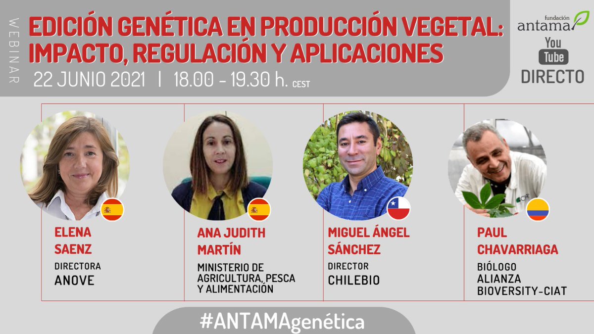 SilabESPOL's tweet image. #Evento @fundacionantama
WEBINAR ‘Edición genética en producción vegetal: impacto, regulación y aplicaciones’ 🗓[22-06-21]
La edición genética está revolucionando la producción vegetal mundial.
18.00 horas (CEST) g