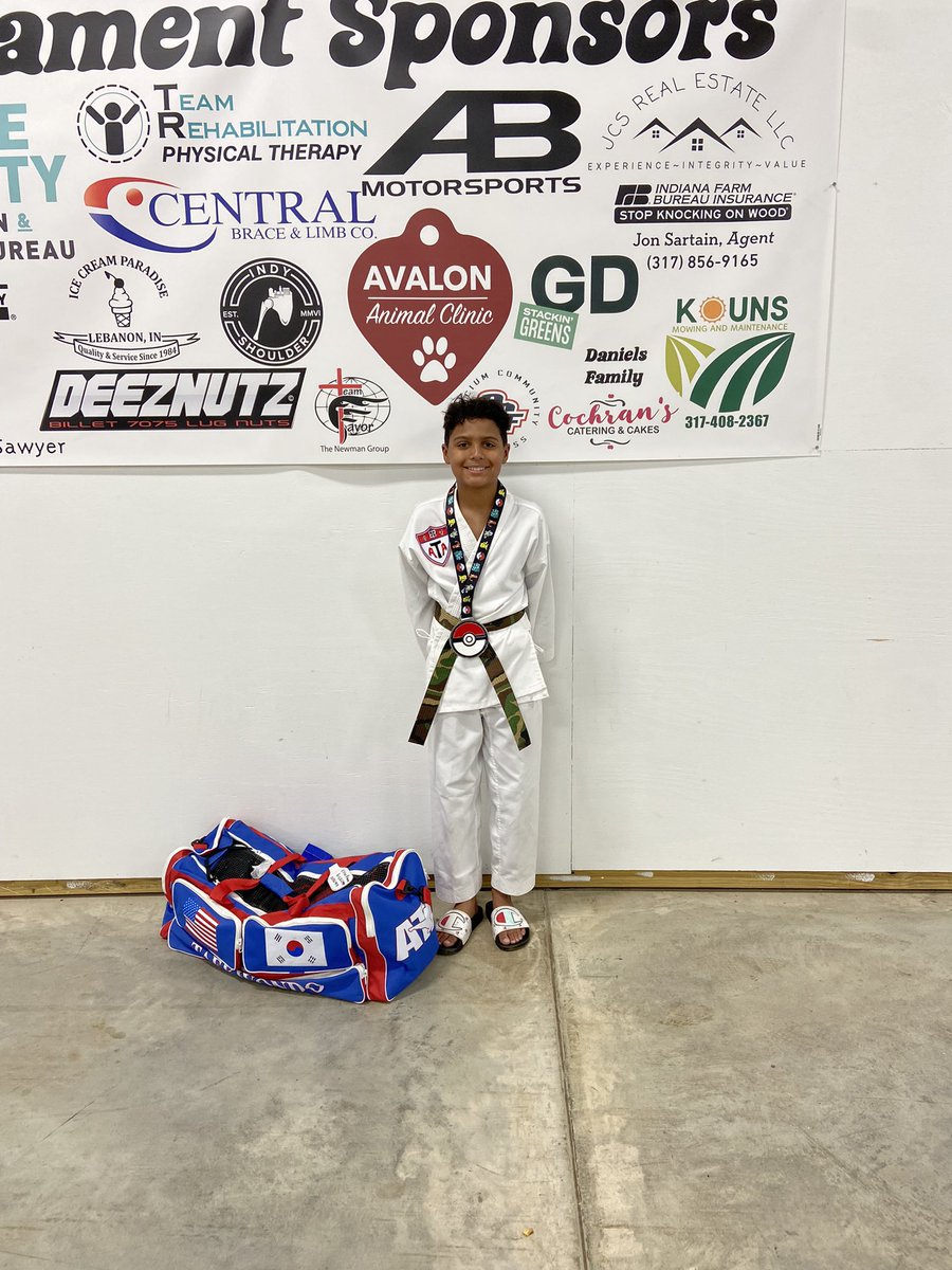 AntronBrown's tweet photo. Over the weekend Adler and I entered our first martial arts tournament! Took home two first place medals for combat and sparring and Adler earned himself a third place in forms! #GettingDownWithBrown https://t.co/36yqRUjsc4