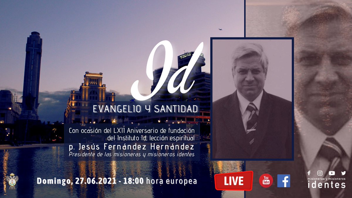 voluntariadoid's tweet photo. y hemos llegado a los #62añosidentes #62aniversario #misionerosidentes #creeyespera #FernandoRielo #id #idente #Evangelio #santidad
🗓️ Domingo 27 de junio
🕧 18h00 de España
👉🏼 https://t.co/Rxb5bRE1vH https://t.co/Z4Mcis6QiS