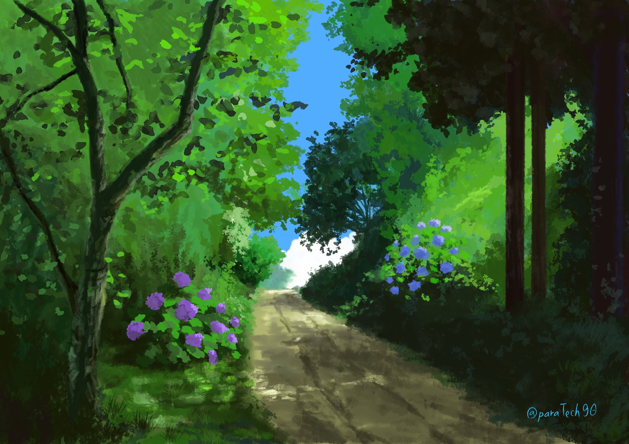 パラテック Twitter始めました どうぞよろしくお願いします 僕の最初の職業はアニメ背景の絵描き 美術背景をやっていました 初期のジブリっぽい世界観が好きです 自然を描く最初のコツは ランダム性 自然な不規則性を捉える事だと思います