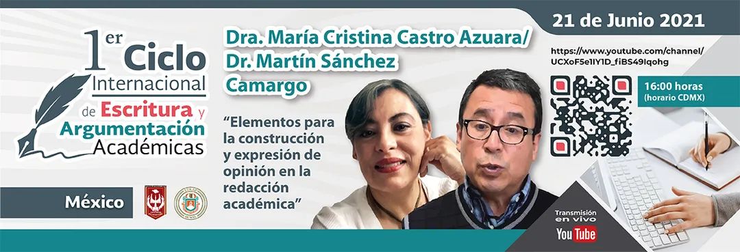 Participa en el 1er Ciclo Internacional de Conferencias sobre Escritura y Argumentación Académicas, 21 de junio 16:00hrs (Hora de la Ciudad de México)
En vivo: youtube.com/watch?v=We2nIt…