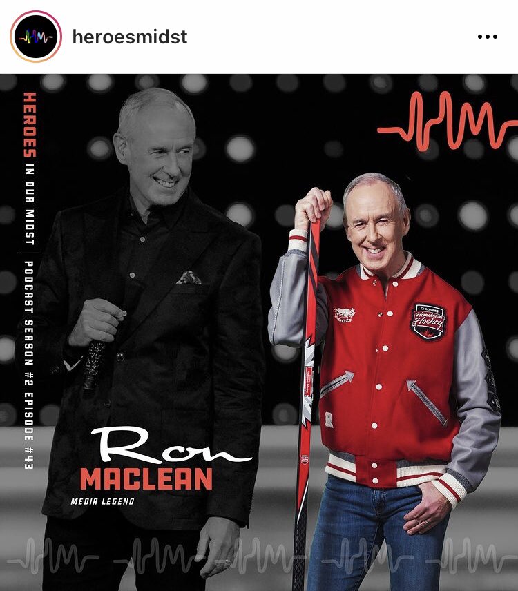 MJHLPistons's tweet photo. If you enjoyed listening to Ron MacLean at the Fire and Ice Banquet, check out our dear friend Michelle Sawatzky-Koop’s podcast (@HeroesMidst ). You’ll enjoy this week’s edition as it features @RonMacLeanHTH

Have a listen and subscribe to this great podcast! https://t.co/sO5QIh4wSL