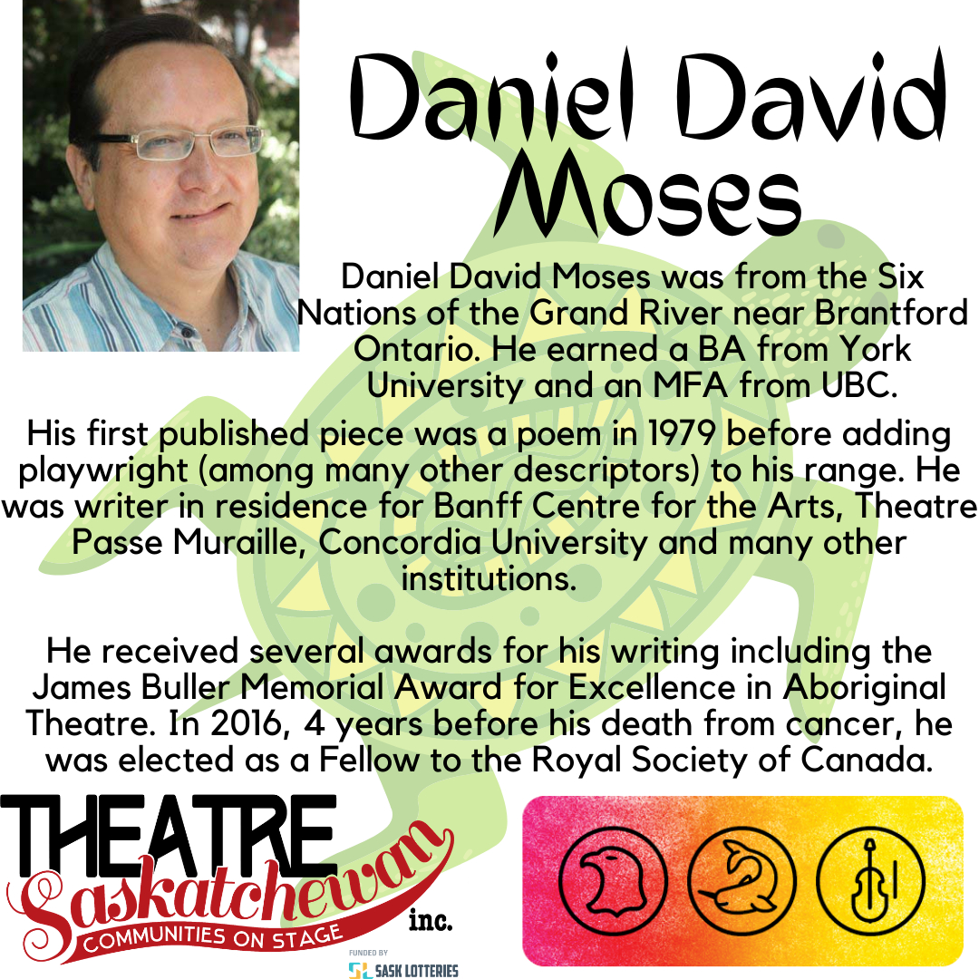 TSI1932's tweet photo. To celebrate National Indigenous People's Day, we are highlighting some Indigenous playwrights. 

Daniel David Moses was from the Six Nations of the Grand River near Brantford Ontario. He earned a BA from York University &amp; an MFA from UBC. https://t.co/ZmCzcFJCNK