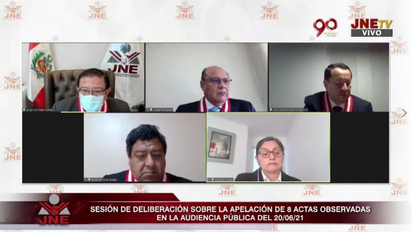 JNE_Peru's tweet image. El Pleno del #JNE culminó las audiencias públicas en las que vieron las apelaciones interpuestas por los personeros de los partidos políticos contra las resoluciones de los Jurados Electorales Especiales sobre las actas observadas de la #SegundaVuelta. 👉bit.ly/3gILj32