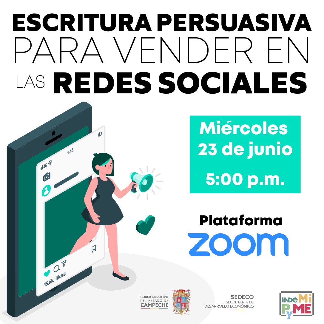ConsumeCampeche's tweet photo. No te pierdas el curso "Escritura persuasiva para vender en las redes sociales" para aplicar técnicas e ideas para dirigir los mensajes de forma más efectiva en tus publicaciones.
El miércoles 23 de junio a las 5:00 pm. 
Regístrate: https://t.co/nJL53iAEJu https://t.co/I6u7uOeIuL