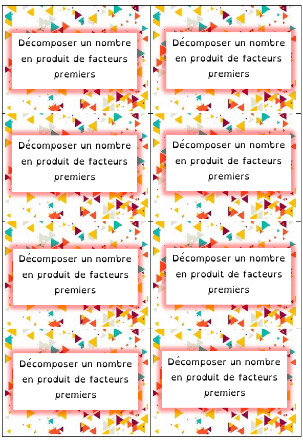 joanriguet's tweet photo. flashcards pour automatiser les savoir-faire,  j'essaye de les mettre en forme pour avoir un outil propre et pérenne. 32 cartes pour que chaque élève aient la sienne pendant le rituel, le tout plastifié et découverte de la réponse avec filtre rouge...
https://t.co/XtqvWTnWOQ https://t.co/Be4oL9jMVe