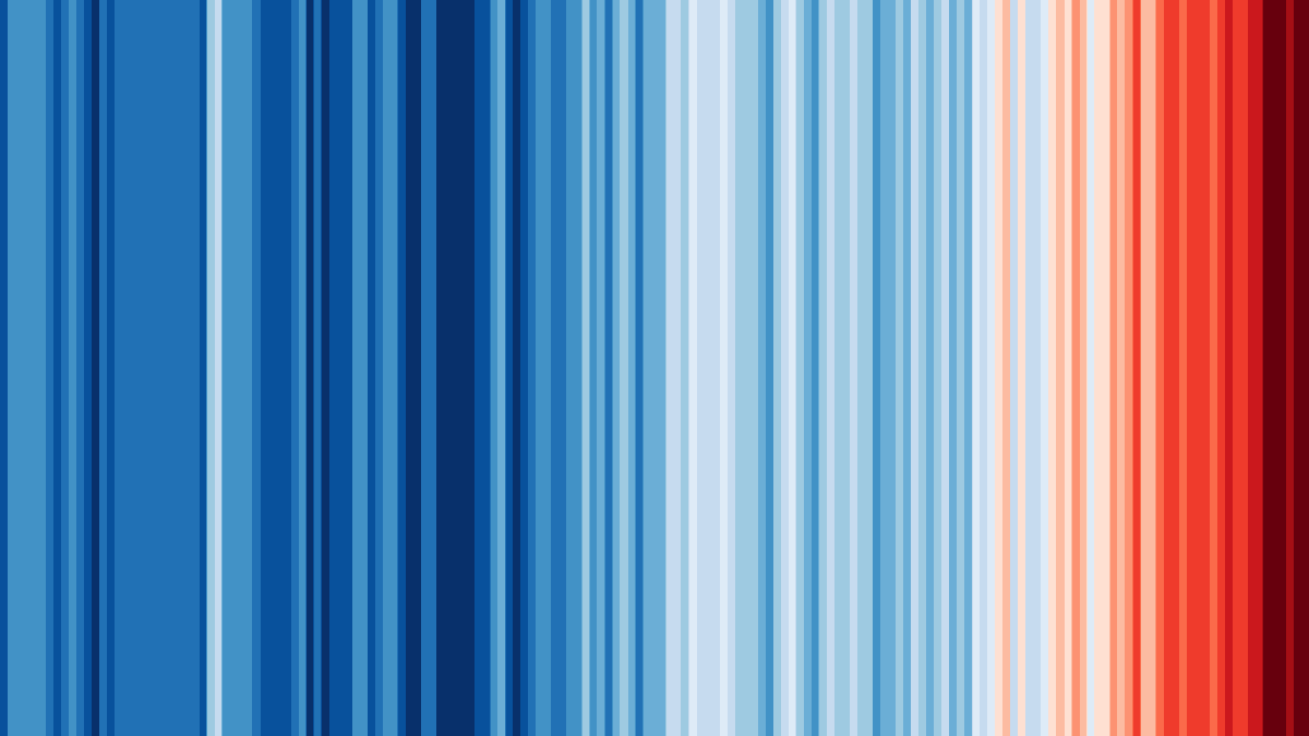Mary Ryder (@MayReeBe) on Twitter photo 2021-06-21 21:34:53 I think this is a startling image.
With each stripe representing a year, the average temperature is shown in colour - blue = cooler, red = warmer.
Look at the change in the last 170 years.
Lads, we're cooking ourselves.
#ShowYourStripesDay I think this is a startling image.
With each stripe representing a year, the average temperature is shown in colour - blue = cooler, red = warmer.
Look at the change in the last 170 years.
Lads, we're cooking ourselves.
#ShowYourStripesDay