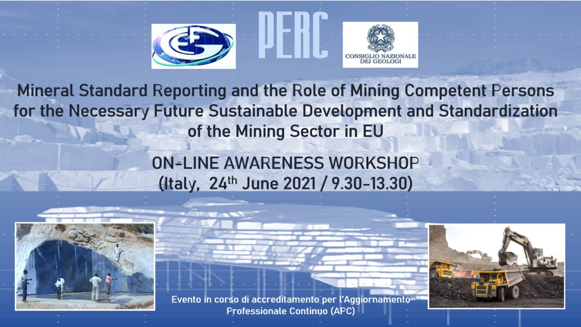cngeologi's tweet photo. Il 24 giugno 09.30-13.30 si svolgerà il workshop su attività minerarie in Europa, attività di cava di materiali da costruzione, pietre ornamentali e minerali industriali, organizzato da CNG, FEG e PERC, nel quadro del nuovo processo di sviluppo sostenibile
https://t.co/Dm4NJcZoUf https://t.co/Nz6cZea8cj