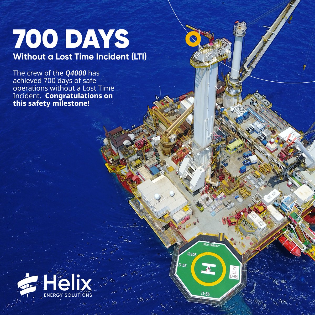 Helix_ESG's tweet photo. The crew of the #Q4000 has achieved 700 days of safe operations without a Lost Time Incident. #Congratulations on this safety milestone! #HelixESG #HLX #Safety #4Pillars #ExperienceMatters https://t.co/ccww4rSpcD