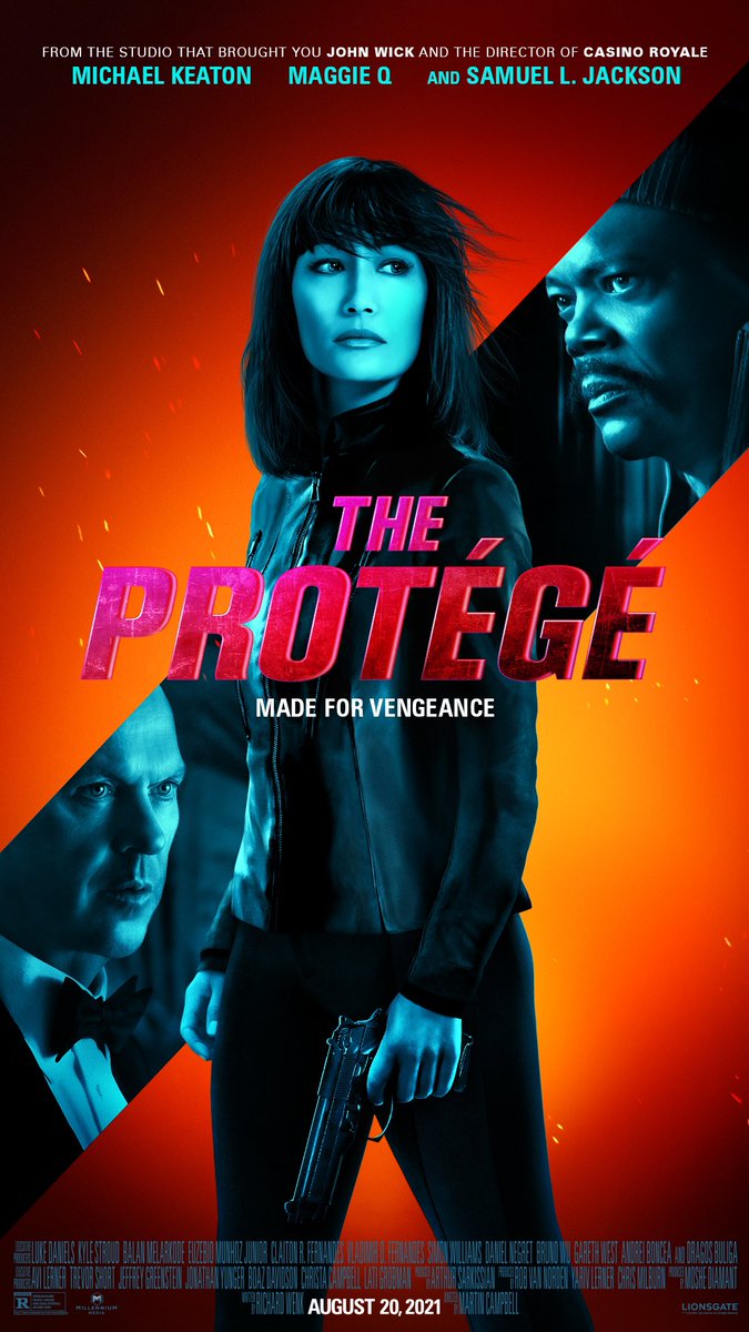 The poster for #TheProtege has arrived!
Directed by #MartinCampbell (Casino Royale).
Cast: @MichaelKeaton, @MaggieQ, @SamuelLJackson, @RobertPatrickT2.