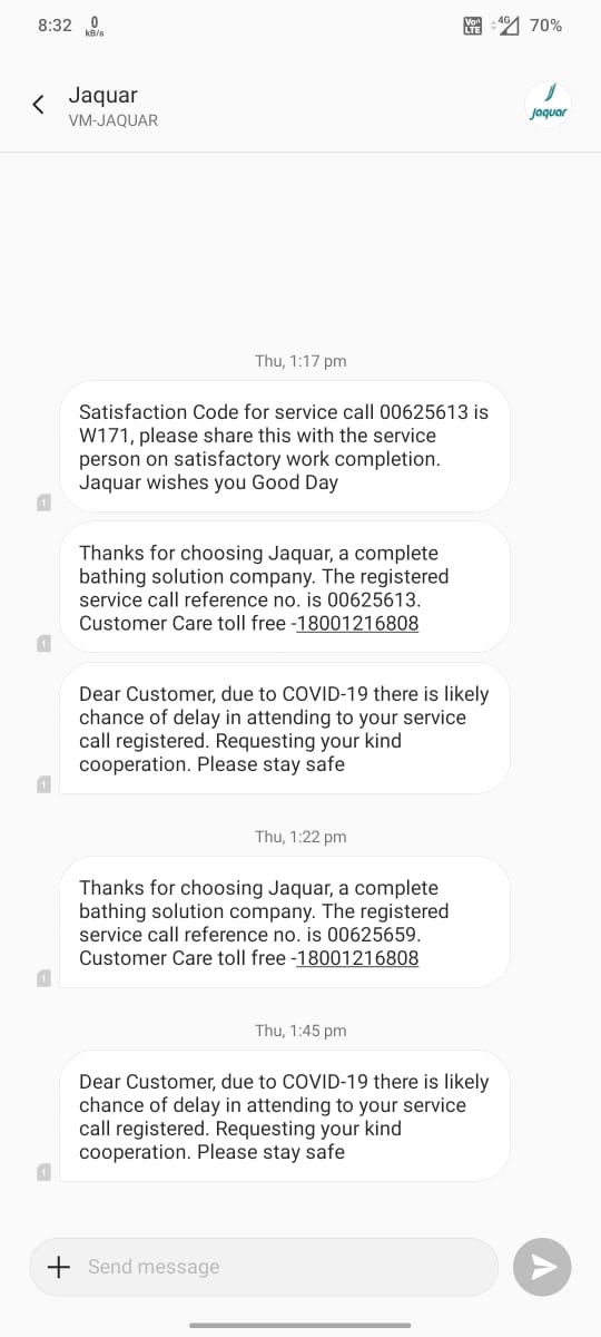 nupurseth6's tweet photo. @JaquarGroup your services are worst..
We bought approx 6 lac rs toilet and washroom accessories.. but your customer services is pathetic..
Even after so many complains no revert from your side.. https://t.co/z80luCEpQy