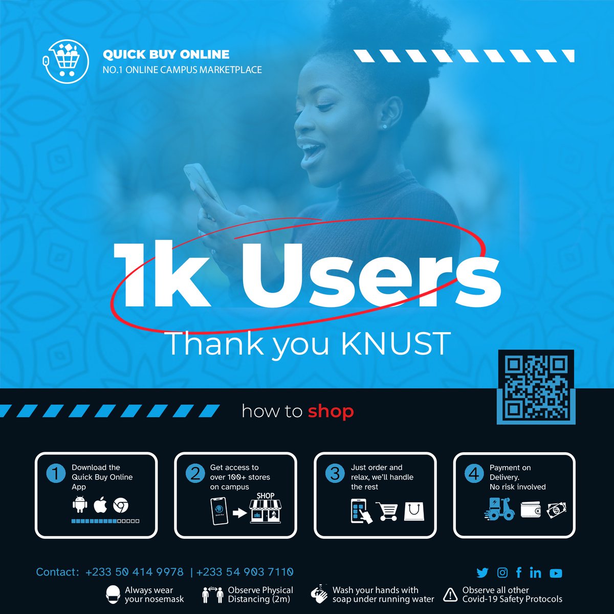 KNUST_Live's tweet photo. .@quickbuy_online is grateful.
1k users! 

Life is easier with Quick Buy, download here: https://t.co/2hMMT4oE2g https://t.co/UylFgCwixM