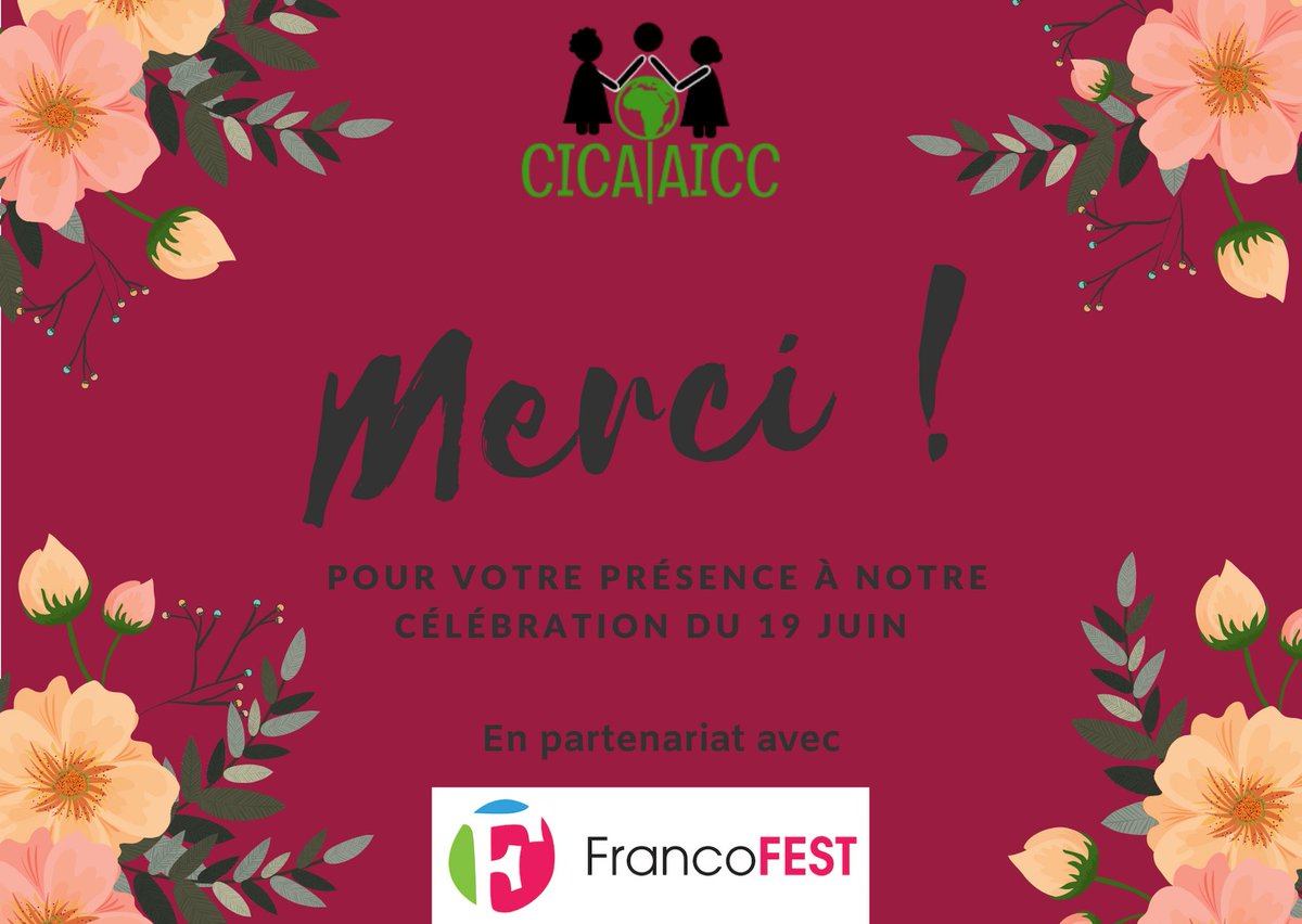 ❤️Merci pour votre présence et votre participation active à notre célébration du 19 Juin 2021. ❤️Merci à notre partenaire, le Centre Francophone Hamilton . La @francofestham continue! N'hésitez pas de consulter le programme.
