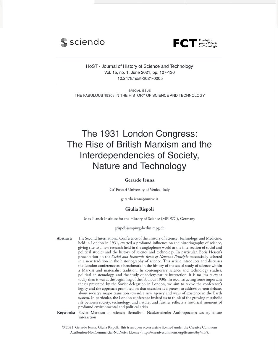 GerardoIenna's tweet photo. Another article coauthored with @GiuliaRispoli6 is finally out on @HostHistory: "The 1931 London Congress: The Rise of British Marxism and the Interdependencies of Society, Nature and Technology." #Marxism #Science  #History   https://t.co/KB4n2PpUFy https://t.co/qk3eAGg5MB