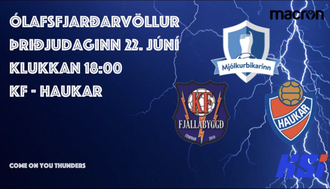 KFthunders's tweet photo. Alvöru ástríðuslagur í Mjólkurbikarnum. KF fær Hauka í heimsókn á morgun í 32. liða úrslitum mjólkurbikarsins!
ALLIR Á VÖLLINN!
#KFnation #evrópalifir https://t.co/kfU7Z3D166
