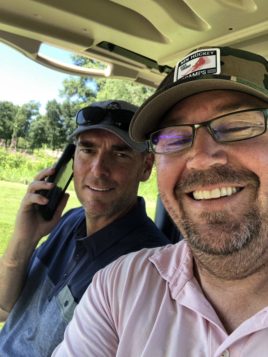 Sad day 2day. We lost one of the great guys in the game.  This was taken minutes after being named Interim GM of his home town team Minnesota Wild. In typical TK fashion he ask me to get us through 1st couple of holes in our match &amp; birdies 1 talking to media &amp; taking calls.#RIP